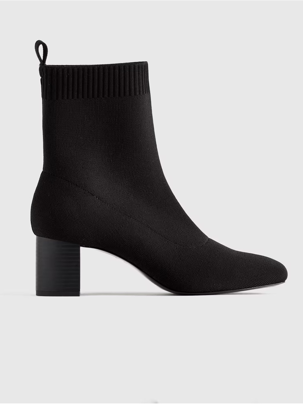Quince Black Eco Knit Sock Heeled Bootie NIB Sz 7